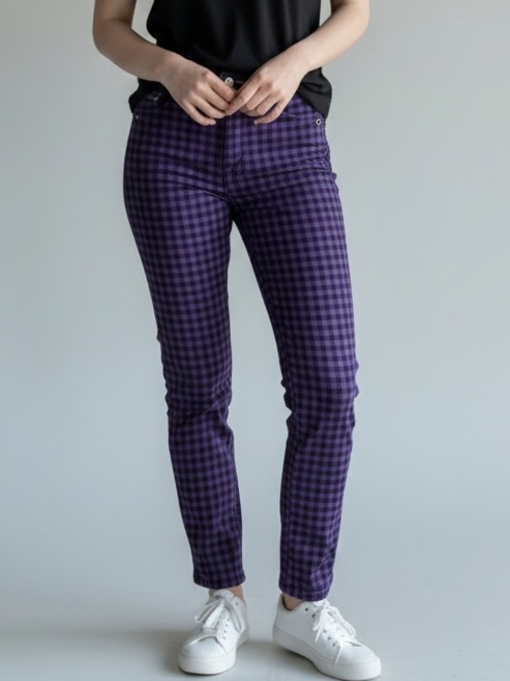 Purple plaid chekered Skinny Jeans - juniors Slim Fit 16 years old